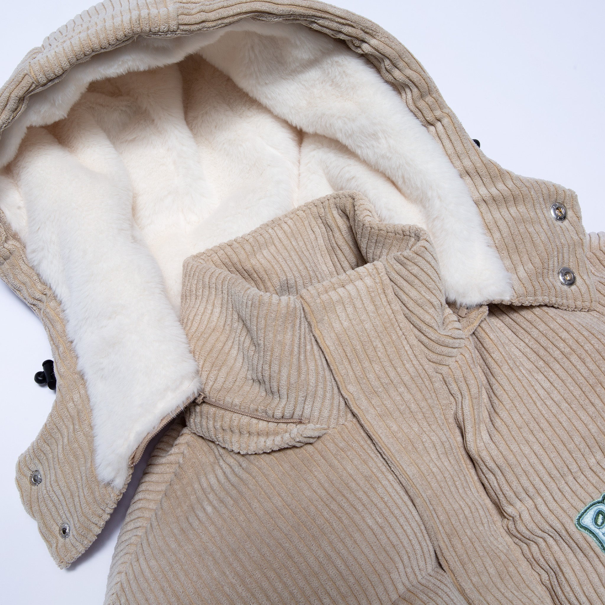 351545 Intertwined Corduroy Puffer Jacket (Khaki)