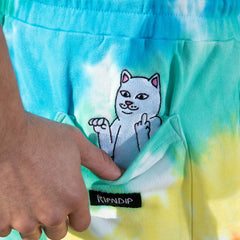 RIPNDIP Prisma Sweatshorts (Teal Rainbow Dye)