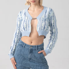RIPNDIP Corded Knit Cropped Long Sleeve (Light Blue)