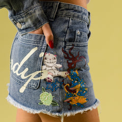RIPNDIP Travis Denim Skirt (Light Wash)