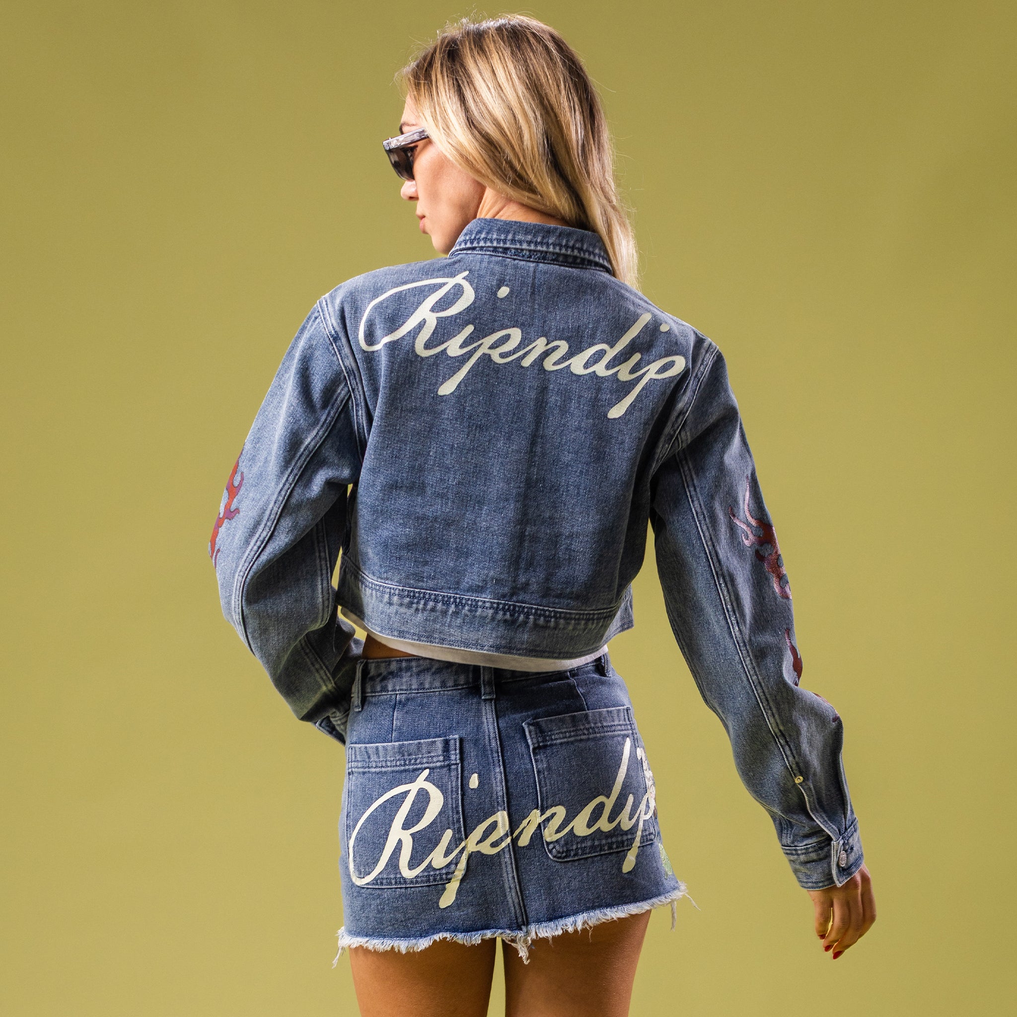 RIPNDIP Travis Cropped Denim Jacket (Light Wash)