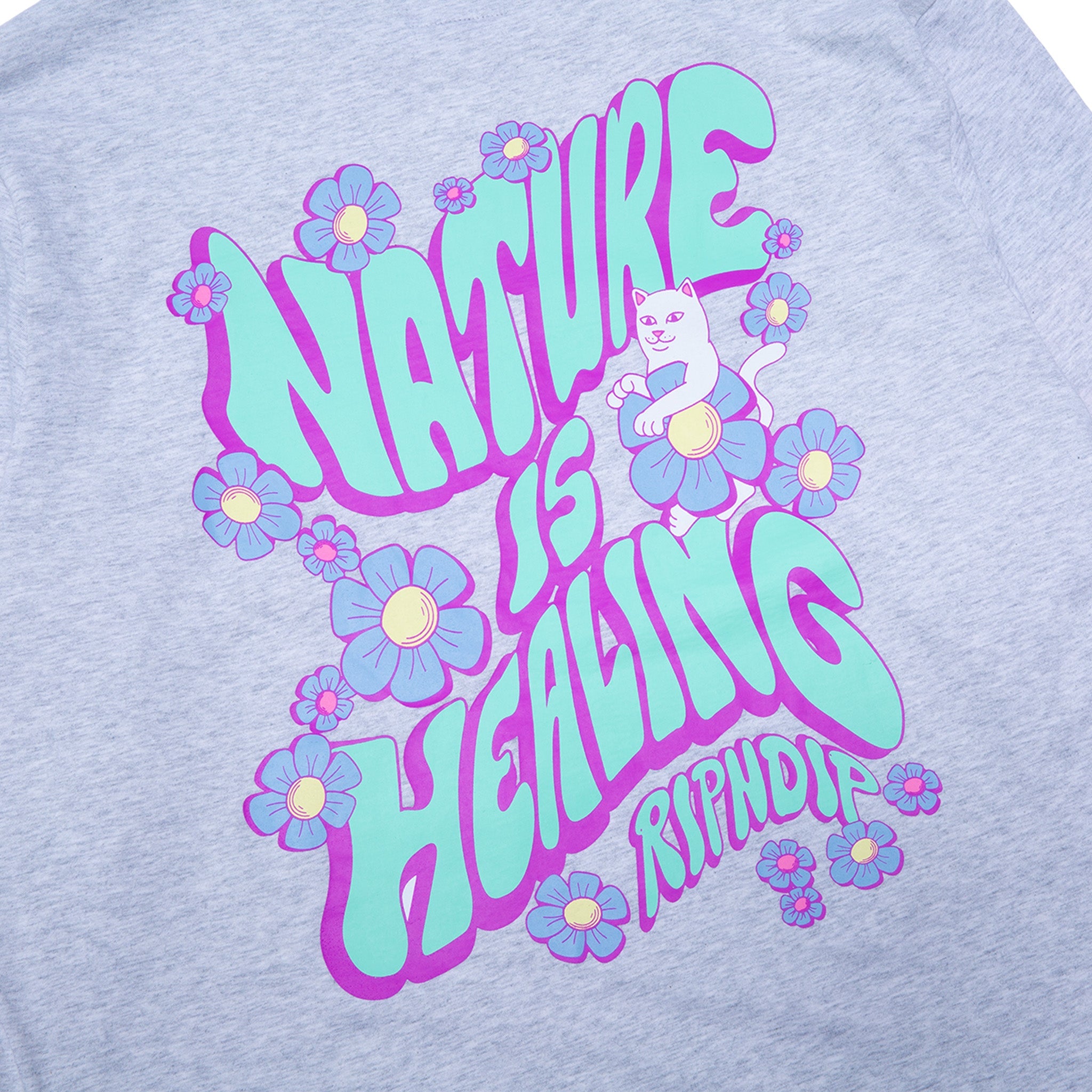 RIPNDIP Nature Is Healing Double Sleeve Tee (Ash Heather/Pink)