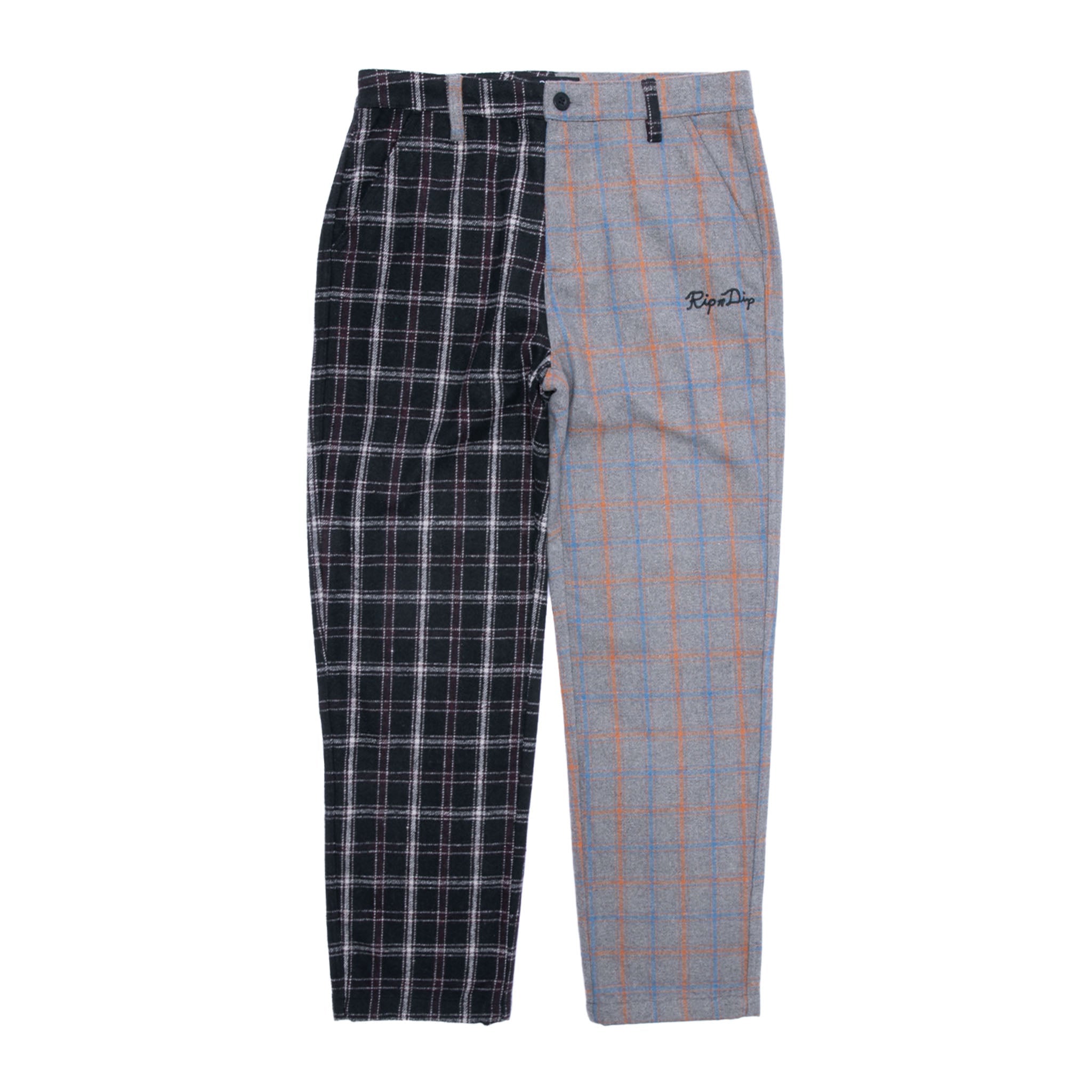 RIPNDIP Limbo Split Plaid Flannel Pants (Dark Brown)